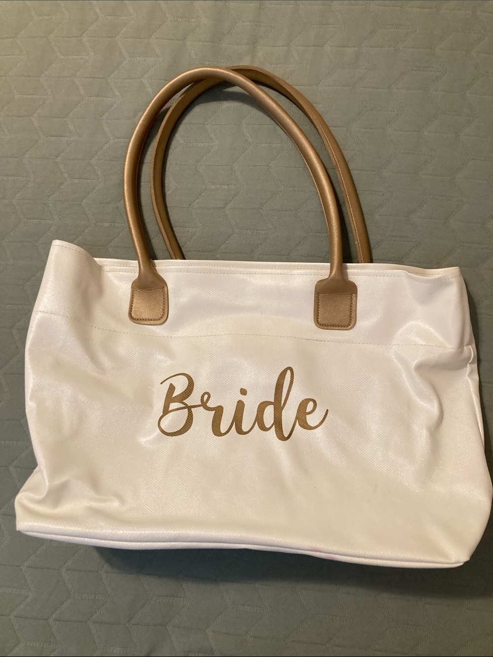 Bride Tote Bag in White and Gold